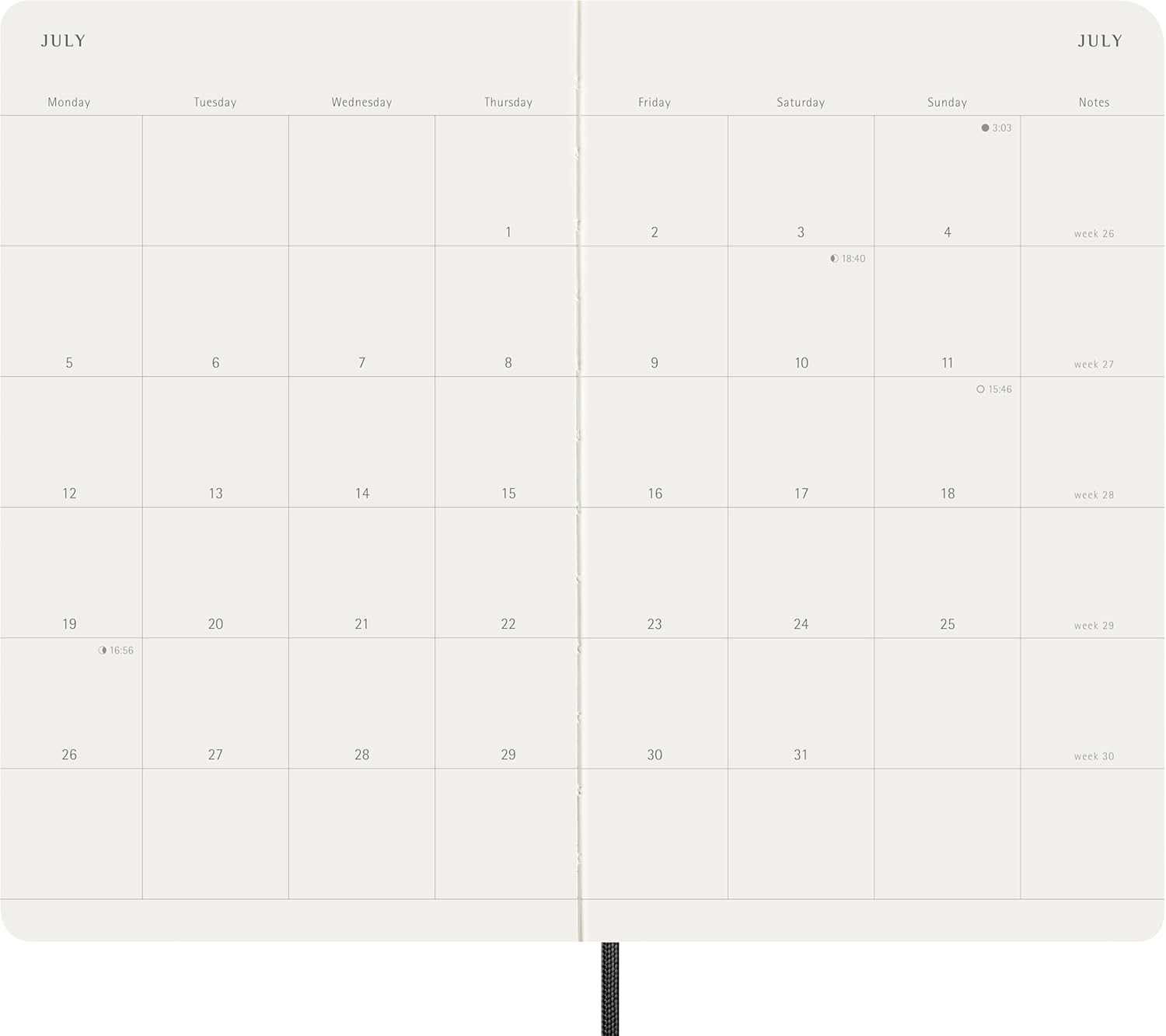 Moleskine Monthly Planner 2027, Soft Cover 12 Month Diary with Elastic Closure, Large 13x21 Cm, Black