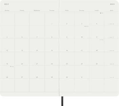 Moleskine Monthly Planner 2027, Soft Cover 12 Month Diary with Elastic Closure, Large 13x21 Cm, Black