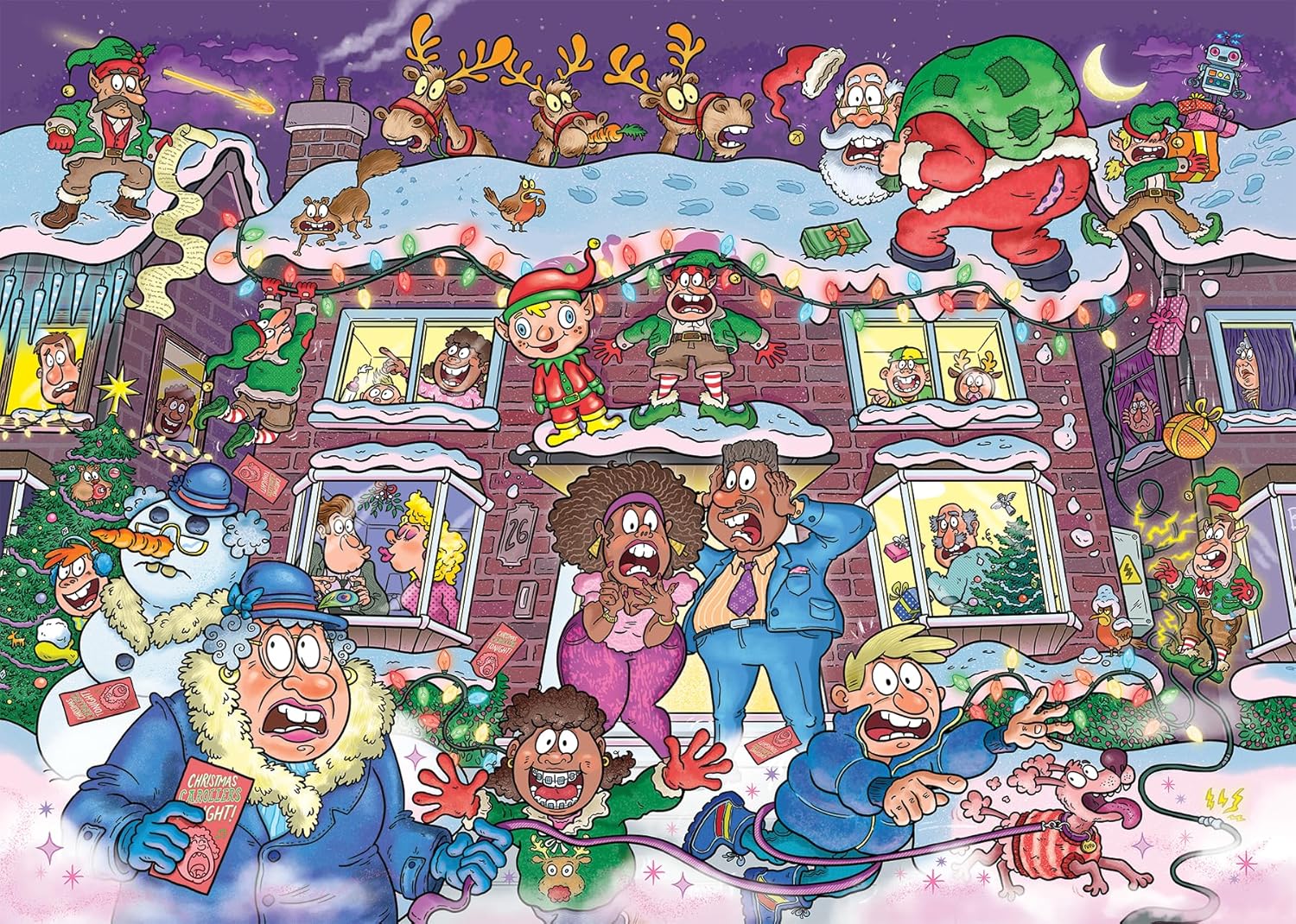 Wasgij Christmas 22, Not So Silent Night! – 2 X 1000 Teile Puzzle Für Erwachsene & Teens – Festliches Denkspiel Puzzle Für Geburtstag & Weihnachten – FSC-zertifizierte Materialien 68 x 49 cm – Jumbo