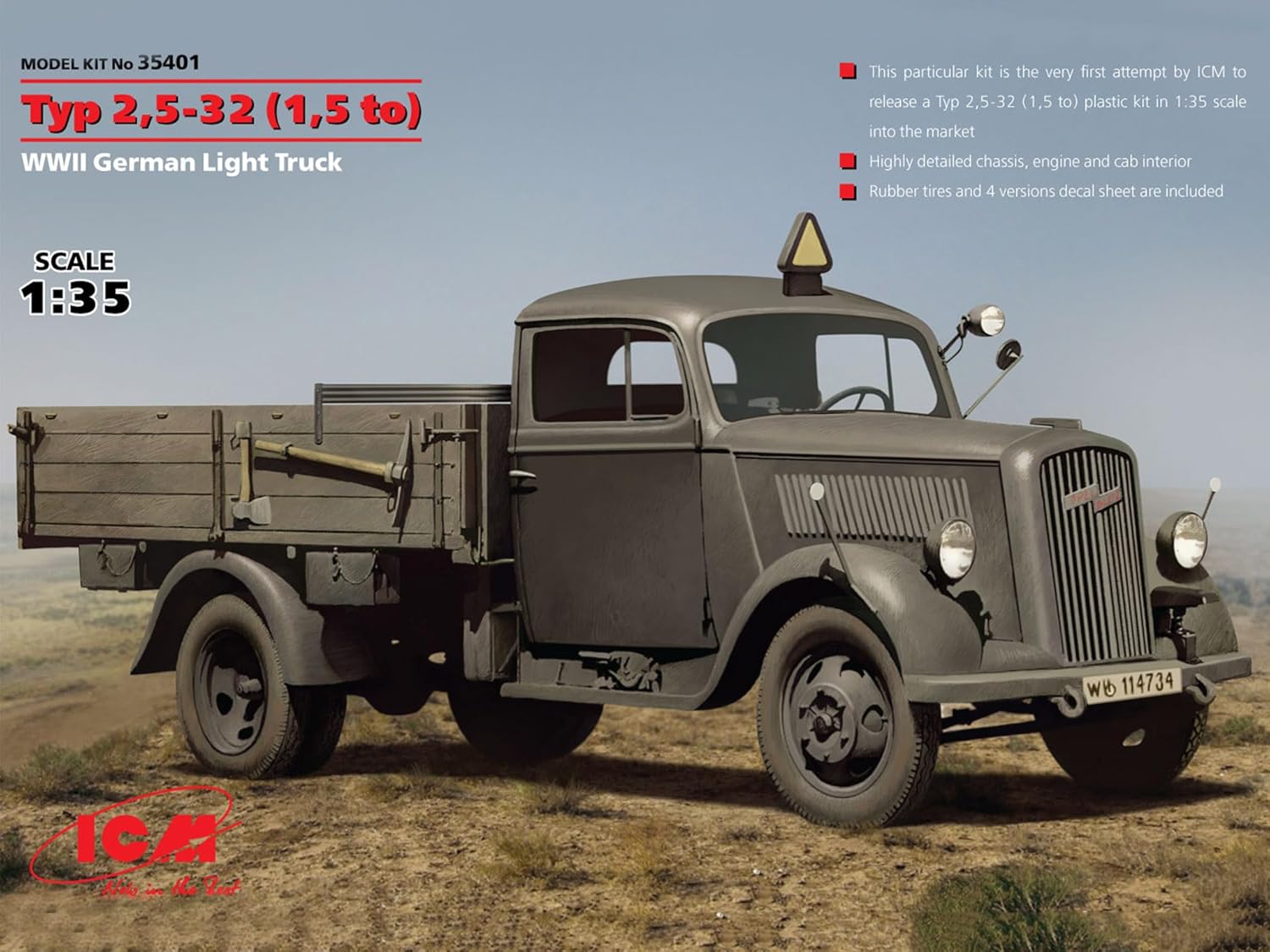 ICM 1:35 - Tipo 2,5-32 1,5 a, Camion Leggero Tedesco