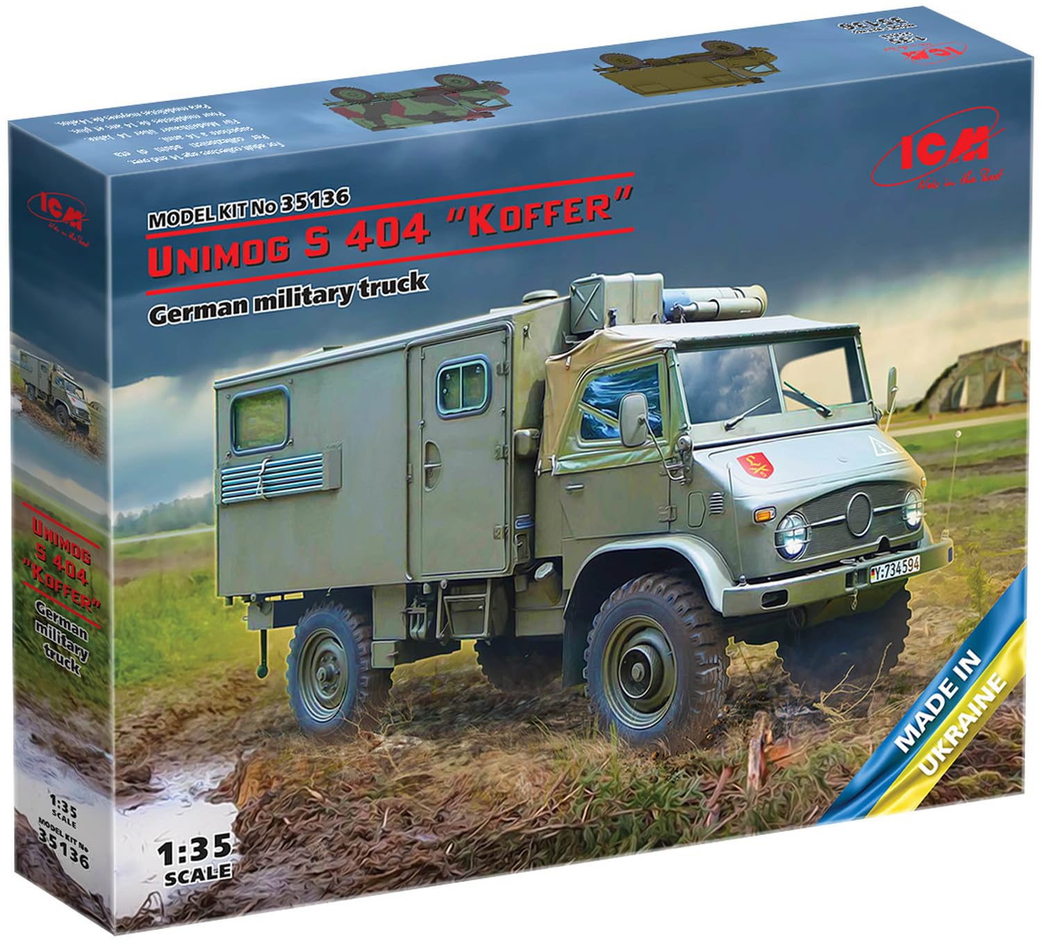 ICM ICM35136 1:35-Unimog S 404 w/Box Body, Kit di modellismo in Scala Militare Tedesca