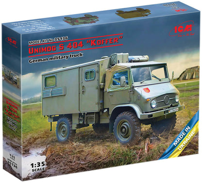 ICM ICM35136 1:35-Unimog S 404 w/Box Body, Kit di modellismo in Scala Militare Tedesca