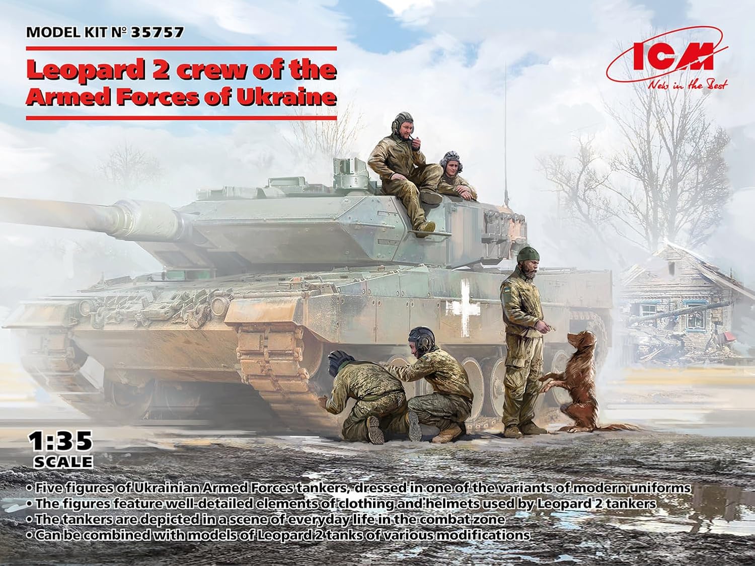 ICM - Leopard 2 Crew Of The Armed Forces Of Ucrainemockup Figura Leopard 2 Crew Of The Armed Forces Of Ucraina |icm|35757| 1:35 Modello Carro Promo Figura in miniatura