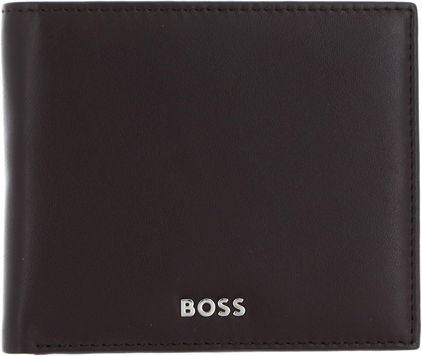 HUGO BOSS Classic Smooth Wallet, Brown, RFID Protected, Leather, Bi-Fold, 8 Card Slots, 16 Compartments, Men's Adult Wallet