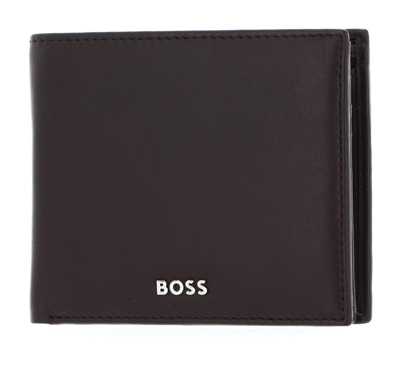 HUGO BOSS Classic Smooth Wallet, Brown, RFID Protected, Leather, Bi-Fold, 8 Card Slots, 16 Compartments, Men's Adult Wallet