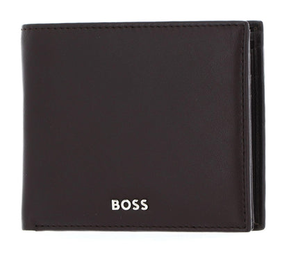 HUGO BOSS Classic Smooth Wallet, Brown, RFID Protected, Leather, Bi-Fold, 8 Card Slots, 16 Compartments, Men's Adult Wallet