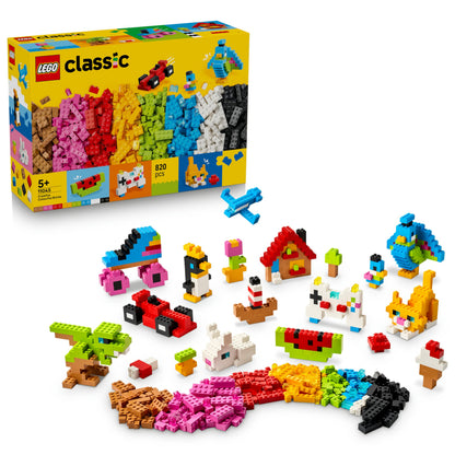 LEGO Classic Creative Colourful Bricks Set - Fine Motor Skills Toy - Build Animals, Dinosaur Figures and Vehicles incl. Plane & Car - Birthday Gift for 5+ Year Old Boys & Girls - 11045