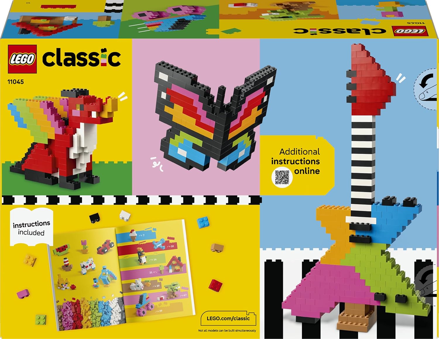 LEGO Classic Creative Colourful Bricks Set - Fine Motor Skills Toy - Build Animals, Dinosaur Figures and Vehicles incl. Plane & Car - Birthday Gift for 5+ Year Old Boys & Girls - 11045