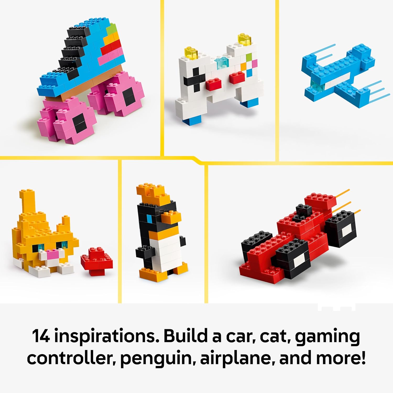 LEGO Classic Creative Colourful Bricks Set - Fine Motor Skills Toy - Build Animals, Dinosaur Figures and Vehicles incl. Plane & Car - Birthday Gift for 5+ Year Old Boys & Girls - 11045