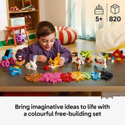 LEGO Classic Creative Colourful Bricks Set - Fine Motor Skills Toy - Build Animals, Dinosaur Figures and Vehicles incl. Plane & Car - Birthday Gift for 5+ Year Old Boys & Girls - 11045