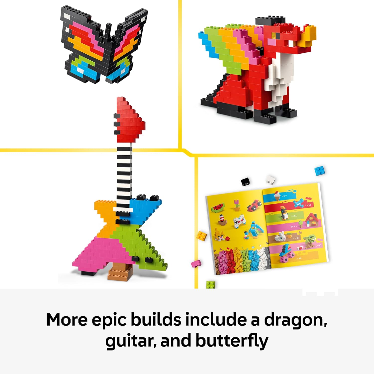 LEGO Classic Creative Colourful Bricks Set - Fine Motor Skills Toy - Build Animals, Dinosaur Figures and Vehicles incl. Plane & Car - Birthday Gift for 5+ Year Old Boys & Girls - 11045