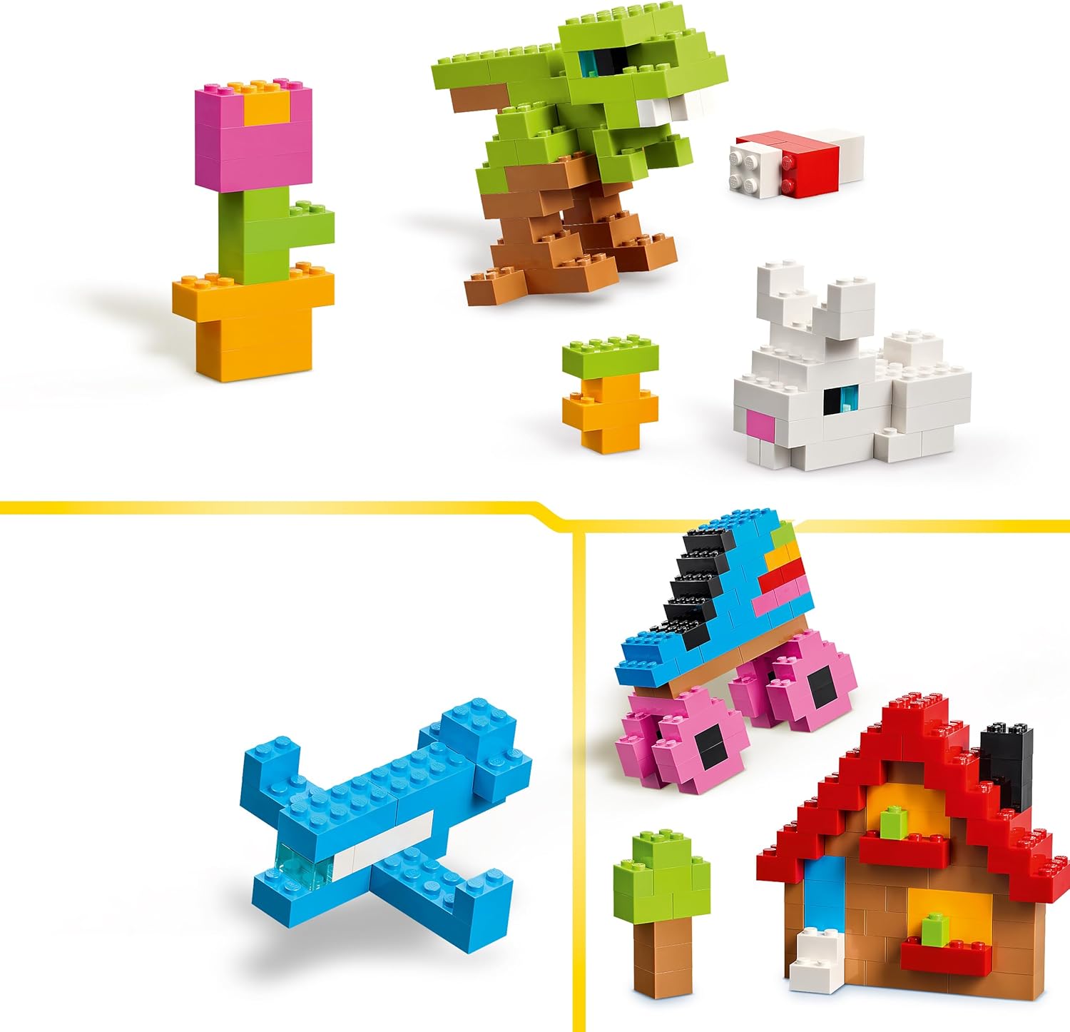 LEGO Classic Creative Colourful Bricks Set - Fine Motor Skills Toy - Build Animals, Dinosaur Figures and Vehicles incl. Plane & Car - Birthday Gift for 5+ Year Old Boys & Girls - 11045