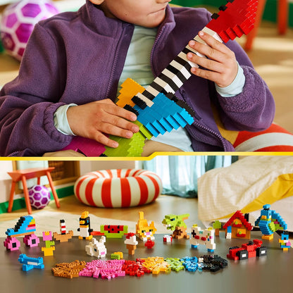LEGO Classic Creative Colourful Bricks Set - Fine Motor Skills Toy - Build Animals, Dinosaur Figures and Vehicles incl. Plane & Car - Birthday Gift for 5+ Year Old Boys & Girls - 11045