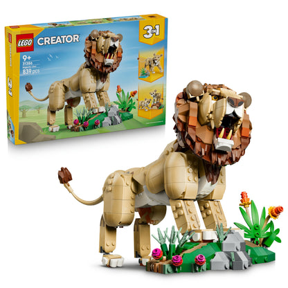 LEGO Creator 3 in 1 Wild Animals: Majestic Lion Toy - Animal Figure Transforms into a Lioness or 2 Cubs - DIY Kids' Room Decor - Birthday Gift for 9+ Year Old Girls & Boys - 31386