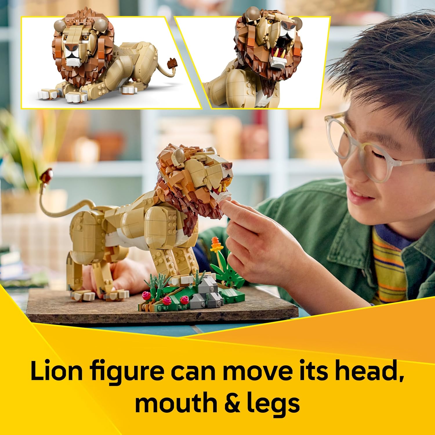 LEGO Creator 3 in 1 Wild Animals: Majestic Lion Toy - Animal Figure Transforms into a Lioness or 2 Cubs - DIY Kids' Room Decor - Birthday Gift for 9+ Year Old Girls & Boys - 31386
