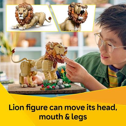 LEGO Creator 3 in 1 Wild Animals: Majestic Lion Toy - Animal Figure Transforms into a Lioness or 2 Cubs - DIY Kids' Room Decor - Birthday Gift for 9+ Year Old Girls & Boys - 31386