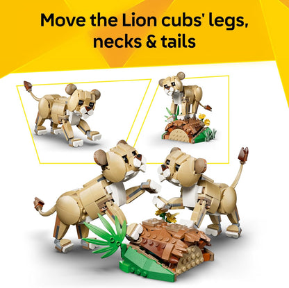 LEGO Creator 3 in 1 Wild Animals: Majestic Lion Toy - Animal Figure Transforms into a Lioness or 2 Cubs - DIY Kids' Room Decor - Birthday Gift for 9+ Year Old Girls & Boys - 31386