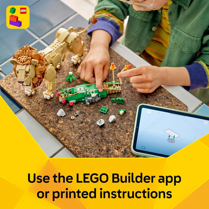LEGO Creator 3 in 1 Wild Animals: Majestic Lion Toy - Animal Figure Transforms into a Lioness or 2 Cubs - DIY Kids' Room Decor - Birthday Gift for 9+ Year Old Girls & Boys - 31386