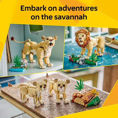 LEGO Creator 3 in 1 Wild Animals: Majestic Lion Toy - Animal Figure Transforms into a Lioness or 2 Cubs - DIY Kids' Room Decor - Birthday Gift for 9+ Year Old Girls & Boys - 31386