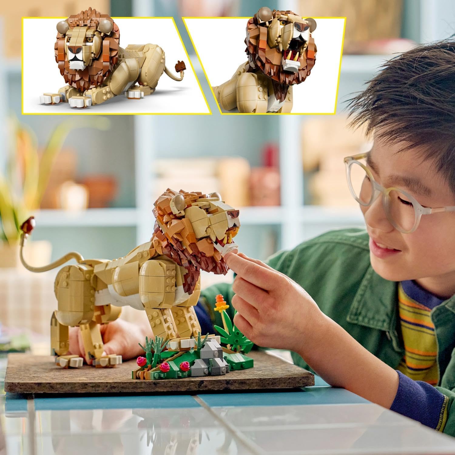 LEGO Creator 3 in 1 Wild Animals: Majestic Lion Toy - Animal Figure Transforms into a Lioness or 2 Cubs - DIY Kids' Room Decor - Birthday Gift for 9+ Year Old Girls & Boys - 31386