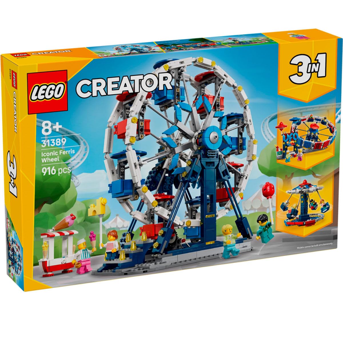 LEGO Creator 3in1 Klassiek Reuzenrad Speelgoed - Pretpark Model - Verandert in UFO-attractie of Draaimolen - Kinderkamer Decoratie - Cadeau voor Jongens en Meisjes Vanaf 8 Jaar - 31389