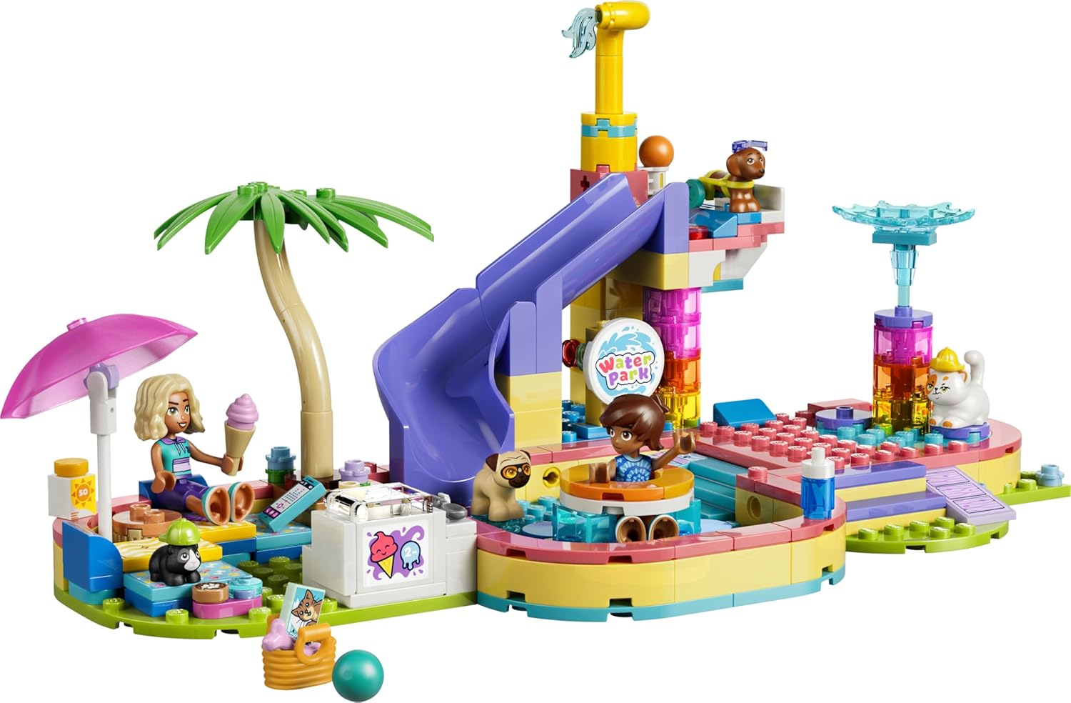 LEGO Friends Fun Water Park Day - Miniature Toy Set w/Slide, 2 Mini Dolls, 4 Animal Figures & Pet Accessories - Birthday Gift Idea for 6+ Year Old Girls - 42676