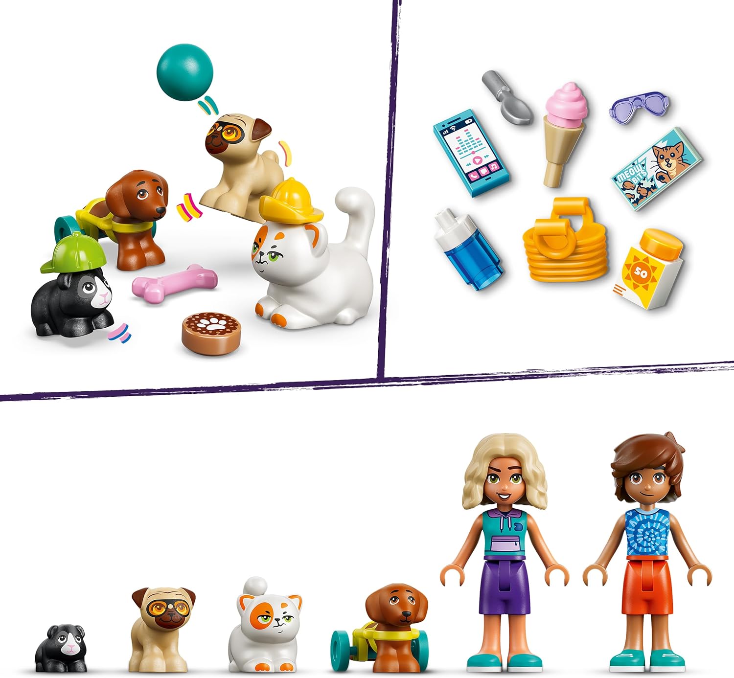 LEGO Friends Leuke Dag in het Waterpark Bouwpakket voor Kinderen met 4 Speelgoed Dieren Figuren Incl. Churro de Kat, en 2 Poppetjes van Nova en Leo - Cadeau voor Meisjes en Jongens vanaf 6 Jaar 42676