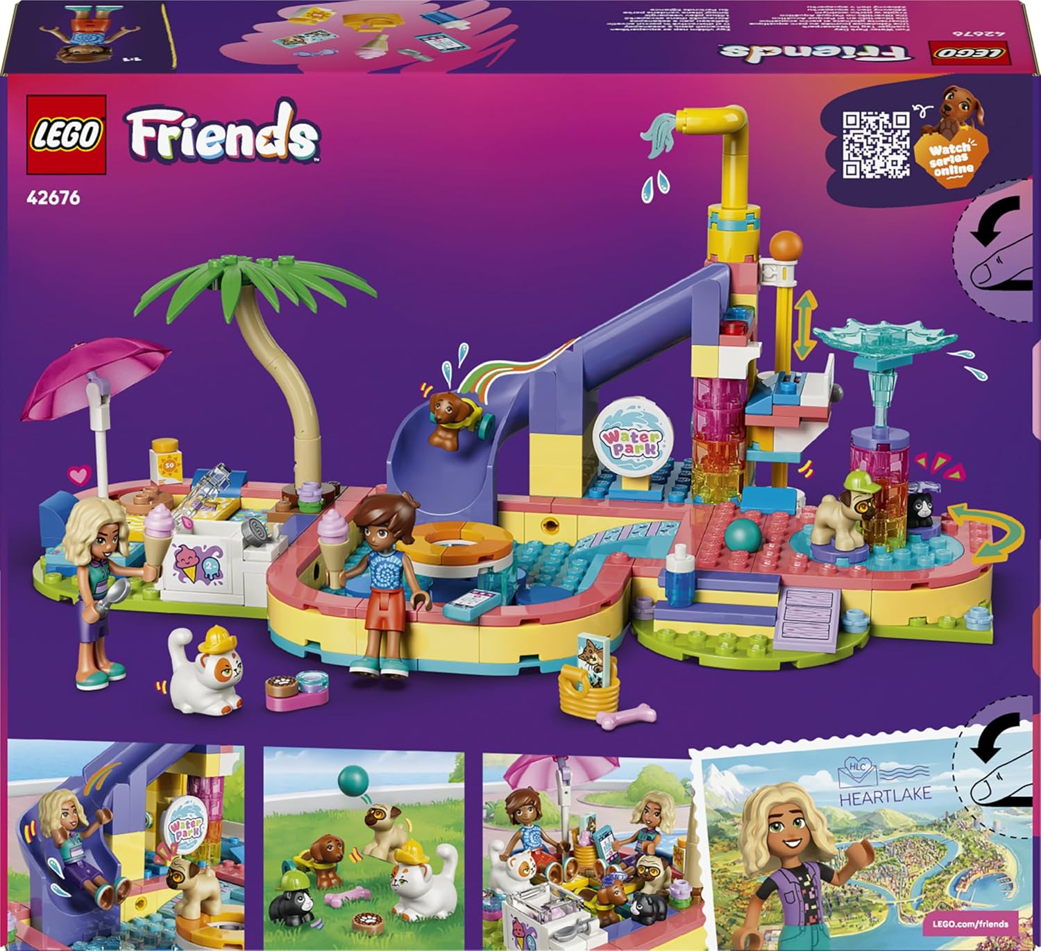 LEGO Friends Leuke Dag in het Waterpark Bouwpakket voor Kinderen met 4 Speelgoed Dieren Figuren Incl. Churro de Kat, en 2 Poppetjes van Nova en Leo - Cadeau voor Meisjes en Jongens vanaf 6 Jaar 42676
