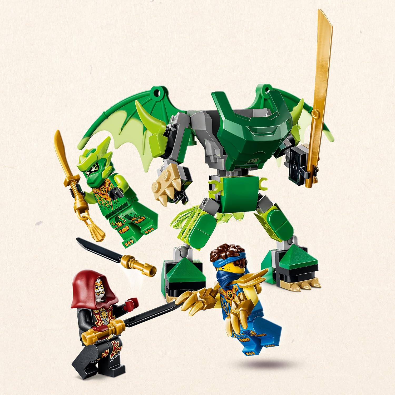 LEGO NINJAGO Lloyd's Dragon Mech Battle Pack - Ninja Toy w/Action Figure, 3 Minifigures & Katanas - Kids' Room Decor - Gift for 6+ Year Old Boys & Dragons Rising Fans - 71862