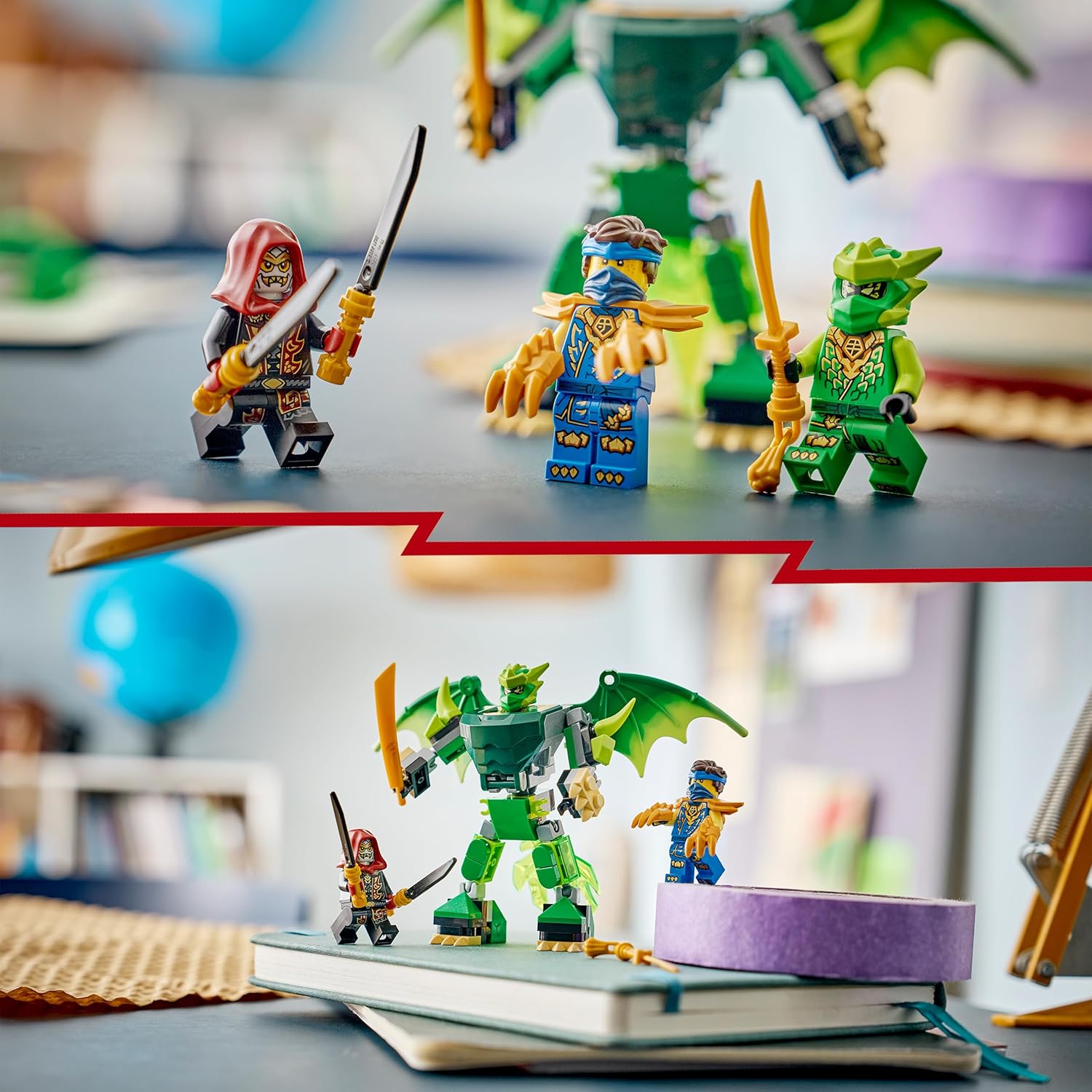 LEGO NINJAGO Lloyd's Dragon Mech Battle Pack - Ninja Toy w/Action Figure, 3 Minifigures & Katanas - Kids' Room Decor - Gift for 6+ Year Old Boys & Dragons Rising Fans - 71862
