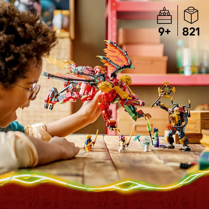 LEGO NINJAGO Wyldfyre's Transforming Dragon Mech Toy - 2in1 Ninja Action Figure w/Empress Beatrix Mech & 6 Minifigures - Birthday Gift for 9+ Year Old Boys & Fans - 71868