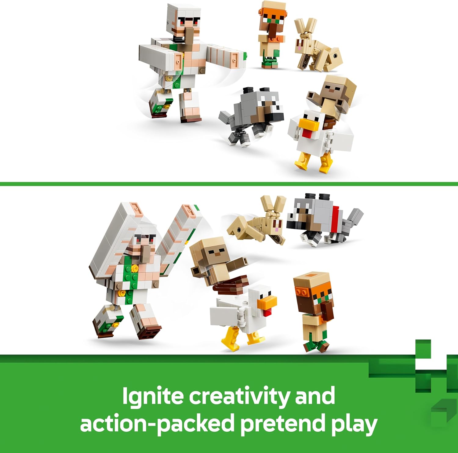 LEGO Minecraft Chicken Jockey Desert Attack Toy - 6 Figures incl. Iron Golem & Baby Wolf Mobs - Kids' Room Decor - Gaming Gift for 9+ Year Old Boys, Girls & Fans - 21592
