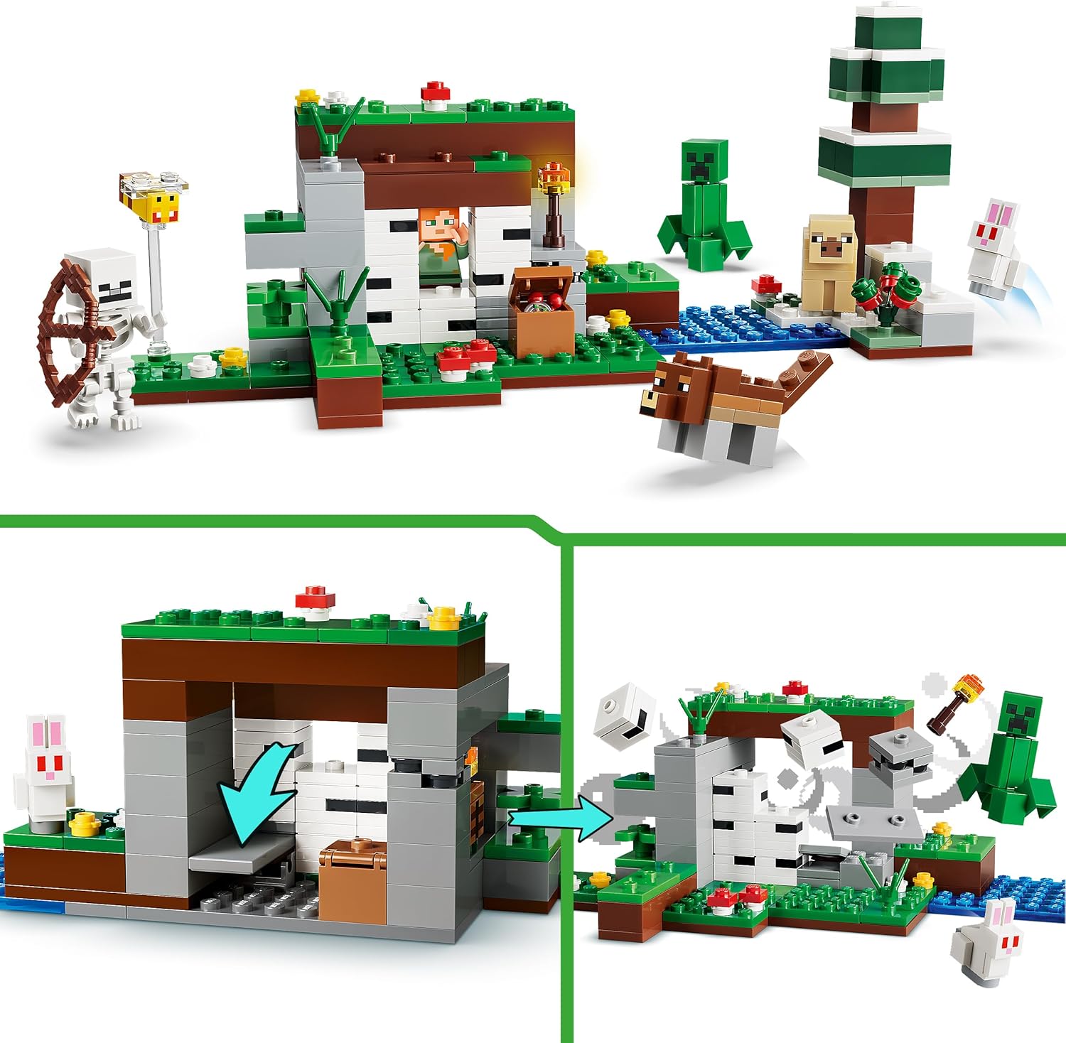 LEGO Minecraft First Night Adventure - Interactive Toy w/ 7 Figures incl. Alex, Creeper, Skeleton & Woods Wolf - Gaming Gift for 8+ Year Old Boys & Girls - 21593