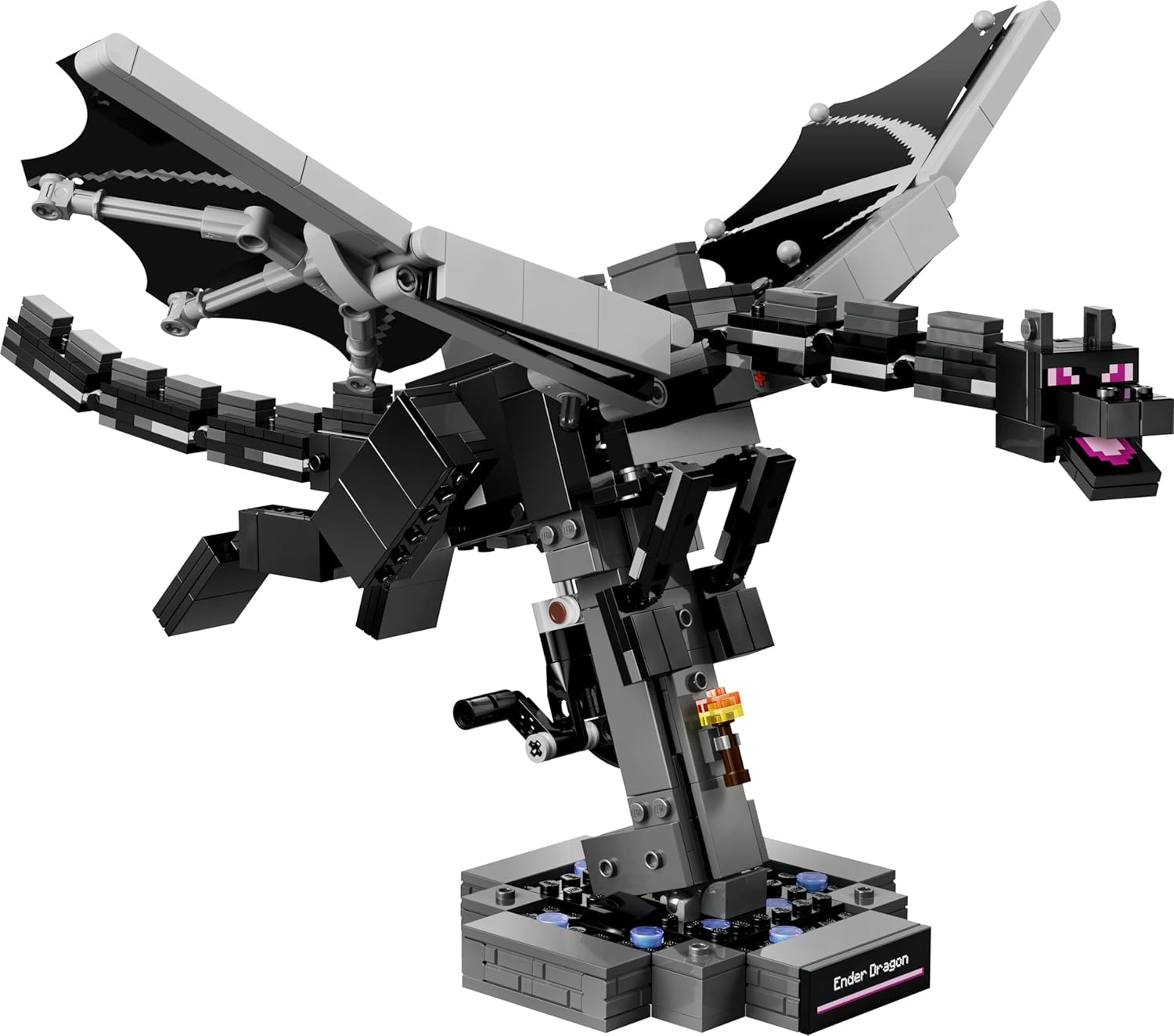 LEGO Minecraft The Ender Dragon Figure - Interactive Toy w/Flapping Foil Wings & Exit Portal Stand for Kids' Bedroom Decor - Gaming Gift for 10+ Year Old Boys, Girls & Fans - 21595