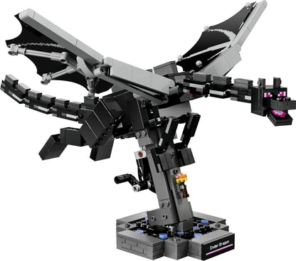 LEGO Minecraft The Ender Dragon Figure - Interactive Toy w/Flapping Foil Wings & Exit Portal Stand for Kids' Bedroom Decor - Gaming Gift for 10+ Year Old Boys, Girls & Fans - 21595