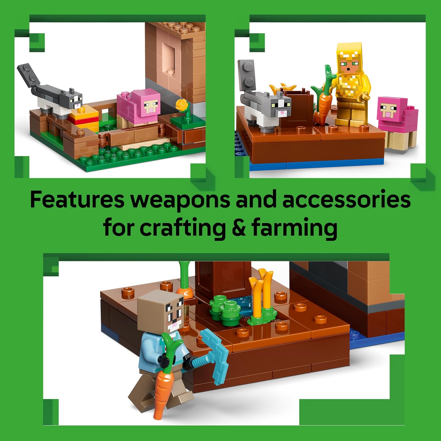 LEGO Minecraft Evoker Village Attack Toy - House Model w/Garden, 11 Figures incl. Mason & Iron Golem - Kids' Room Decor - Gamer Gift for 9+ Year Old Boys, Girls & Fans - 21596