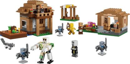 LEGO Minecraft Evoker Village Attack Toy - House Model w/Garden, 11 Figures incl. Mason & Iron Golem - Kids' Room Decor - Gamer Gift for 9+ Year Old Boys, Girls & Fans - 21596