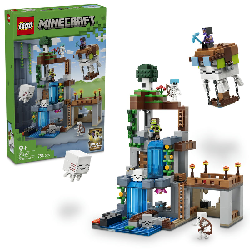 LEGO Minecraft Ghast Station Toy - 8 Figures incl. 2 Skeletons & 4 Ghasts w/Accessories - Kids' Room Decor - Gamer Gift for 9+ Year Old Boys, Girls & Fans - 21597