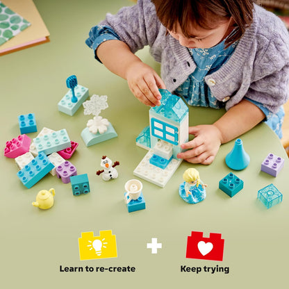 LEGO DUPLO Disney Frozen Creative Box with Elsa and Olaf - Educational Motor Skills Toy for Toddlers - Montessori Set w/ 2 Figures - Gift for 2+ Year Old Girls & Boys - 10462