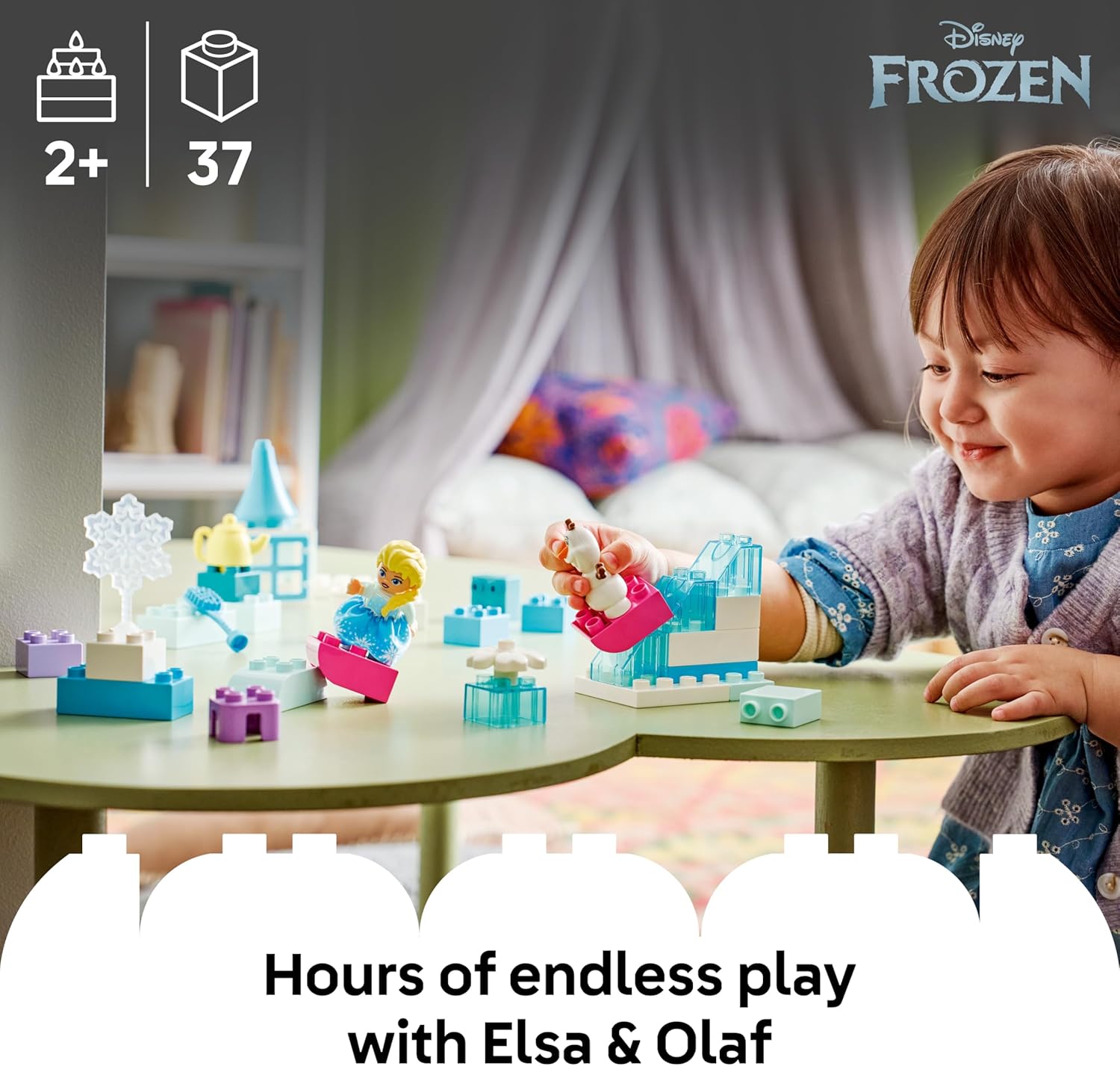 LEGO DUPLO Disney Frozen Creative Box with Elsa and Olaf - Educational Motor Skills Toy for Toddlers - Montessori Set w/ 2 Figures - Gift for 2+ Year Old Girls & Boys - 10462