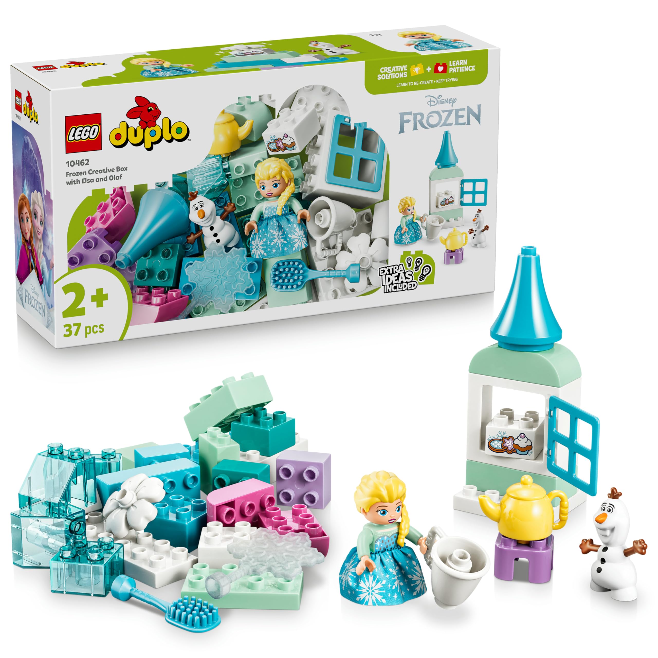 LEGO DUPLO Disney Frozen Creative Box with Elsa and Olaf - Educational Motor Skills Toy for Toddlers - Montessori Set w/ 2 Figures - Gift for 2+ Year Old Girls & Boys - 10462