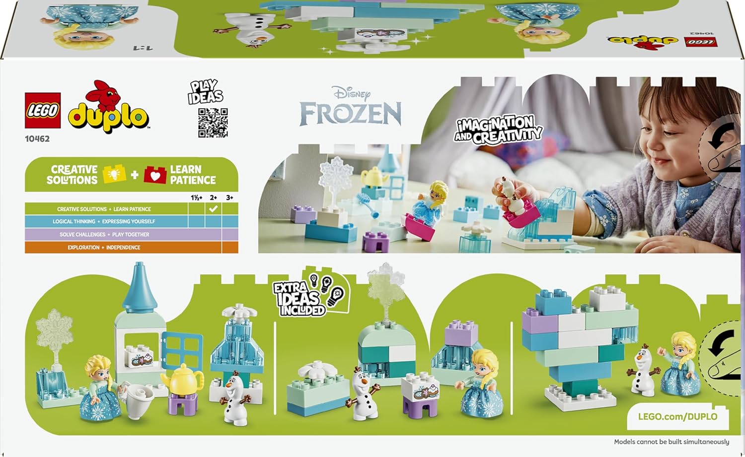 LEGO DUPLO Disney Frozen Creative Box with Elsa and Olaf - Educational Motor Skills Toy for Toddlers - Montessori Set w/ 2 Figures - Gift for 2+ Year Old Girls & Boys - 10462