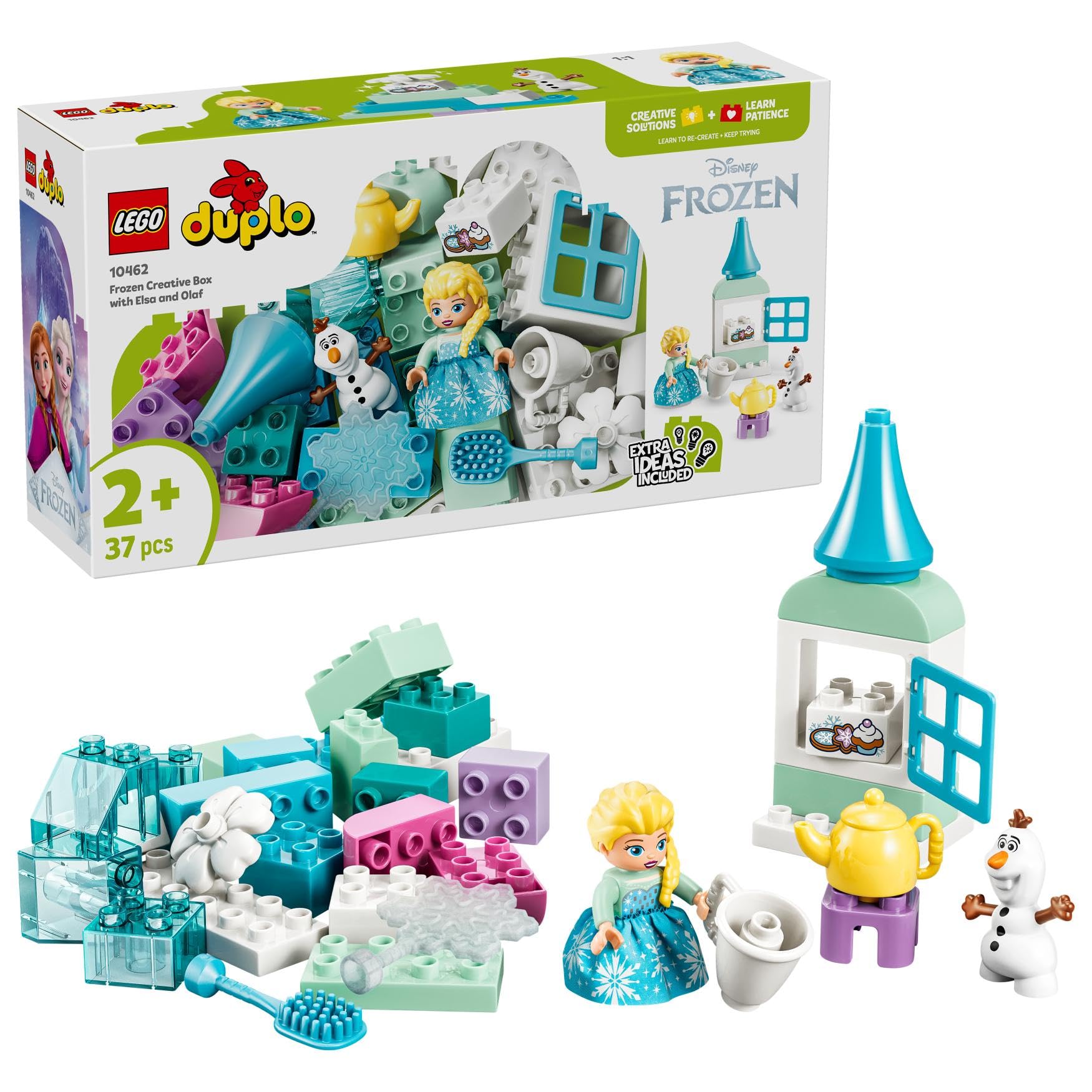 LEGO DUPLO Disney Frozen Creative Box with Elsa and Olaf - Educational Motor Skills Toy for Toddlers - Montessori Set w/ 2 Figures - Gift for 2+ Year Old Girls & Boys - 10462