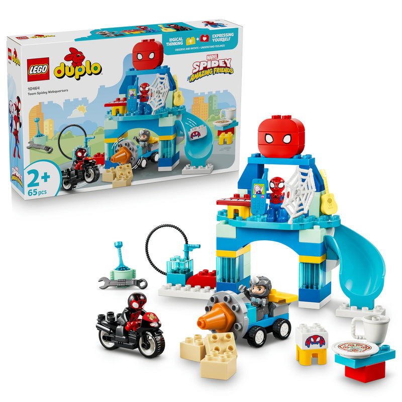 LEGO DUPLO Marvel Team Spidey Webquarters - Educational Motor Skills Toy For Toddlers - Montessori Set - Gift for 2+ Year Old Boys and Fans of Spidey and his Amazing Friends - 10464