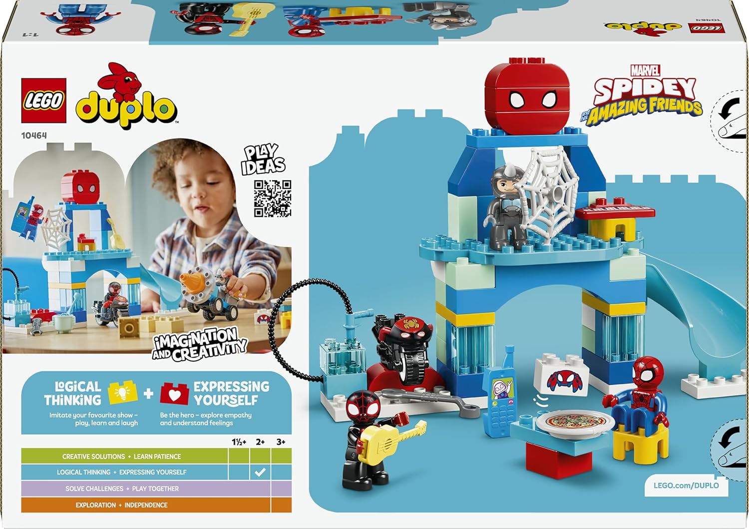 LEGO DUPLO Marvel Team Spidey Webquarters - Educational Motor Skills Toy For Toddlers - Montessori Set - Gift for 2+ Year Old Boys and Fans of Spidey and his Amazing Friends - 10464