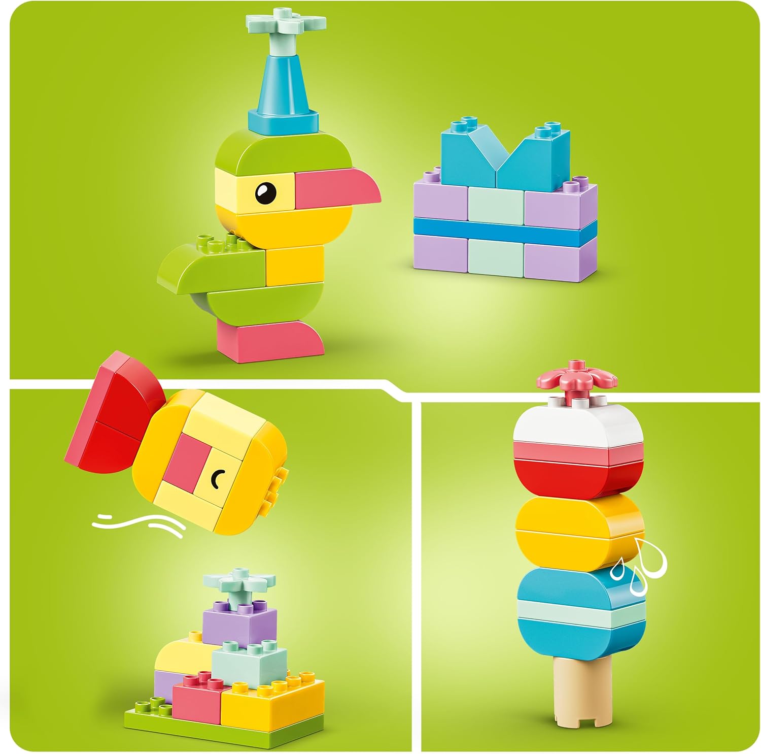 LEGO DUPLO Kleurrijke Creatieve Doos - Bouwpakket voor Kinderen met Cijferstenen, Dieren, Voertuigen en Speelgoed Eten - Cadeau voor Jongens en Meisjes vanaf 1 Jaar - 10479