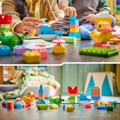 LEGO DUPLO Kleurrijke Creatieve Doos - Bouwpakket voor Kinderen met Cijferstenen, Dieren, Voertuigen en Speelgoed Eten - Cadeau voor Jongens en Meisjes vanaf 1 Jaar - 10479