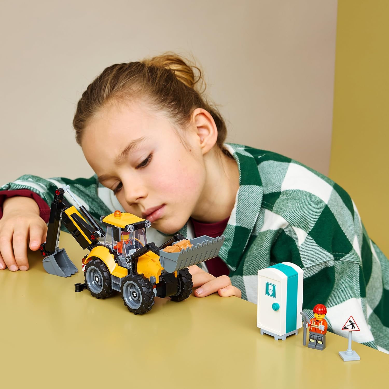 LEGO City Yellow Backhoe Loader - Construction Vehicle Toy - Tractor w/ 2 Minifigures, Working Front Bucket & Backhoe - Birthday Gift Idea for 7+ Year Old Boys - 60480