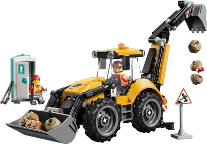 LEGO City Yellow Backhoe Loader - Construction Vehicle Toy - Tractor w/ 2 Minifigures, Working Front Bucket & Backhoe - Birthday Gift Idea for 7+ Year Old Boys - 60480