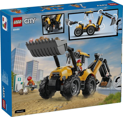 LEGO City Yellow Backhoe Loader - Construction Vehicle Toy - Tractor w/ 2 Minifigures, Working Front Bucket & Backhoe - Birthday Gift Idea for 7+ Year Old Boys - 60480